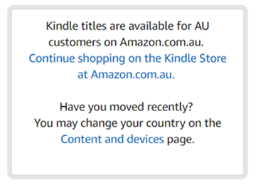 Notice regarding Kindle titles availability in another country or marketplace